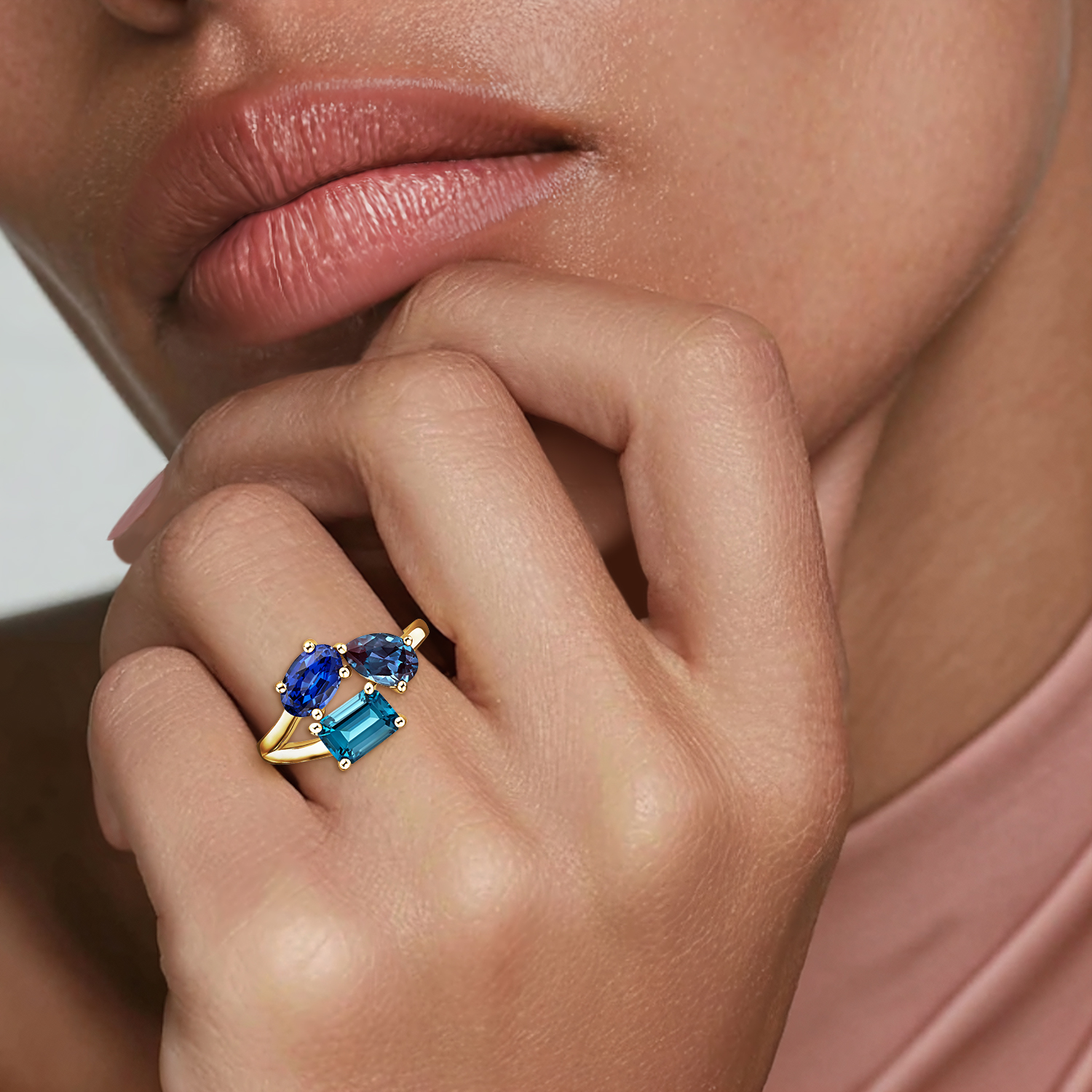Adriatic Three Stone Toi et Moi Diamond Ring - Image 2