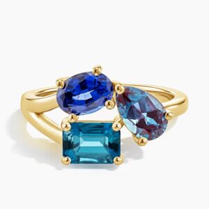 Adriatic Three Stone Toi et Moi Diamond Ring