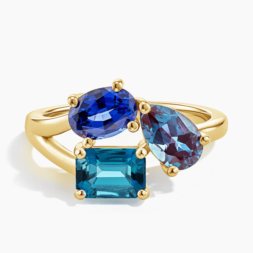 Adriatic Three Stone Toi et Moi Diamond Ring