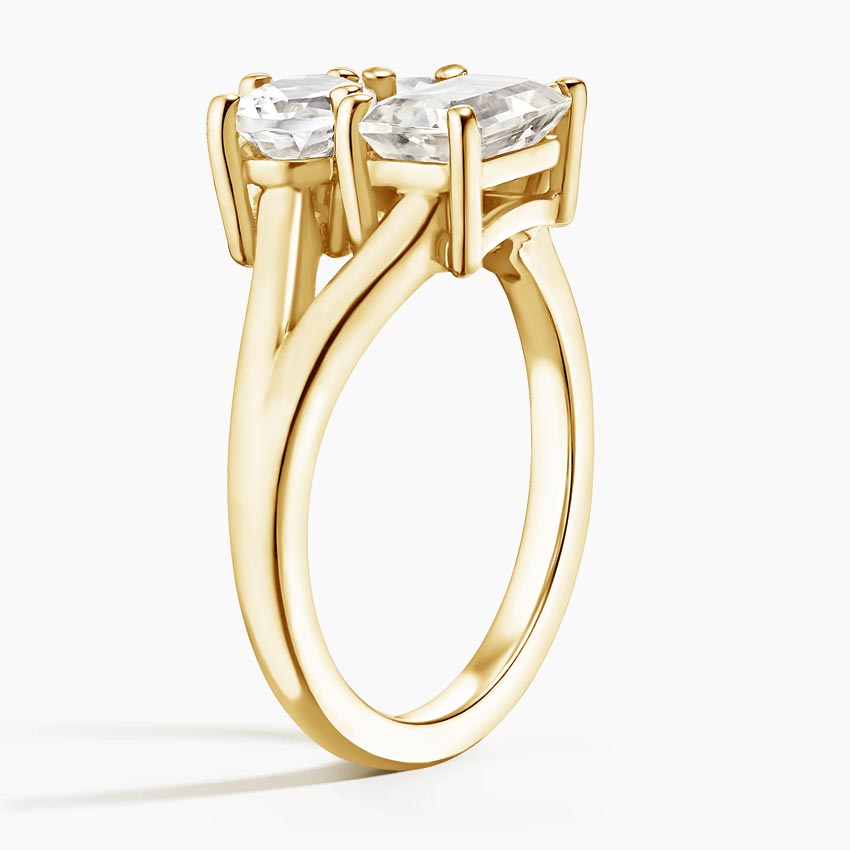 Three Stone Toi et Moi White Topaz Diamond Ring - Image 2