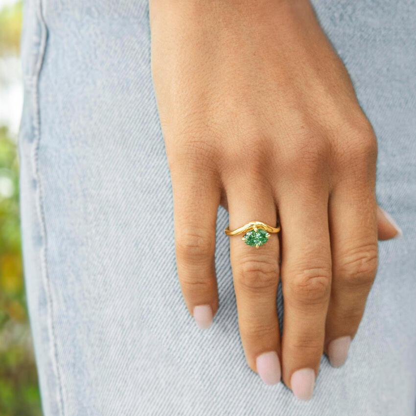 Silhouette Pacific Green Oval Lab Diamond Solitaire Ring (1 1/2 ct. tw.) - Image 5